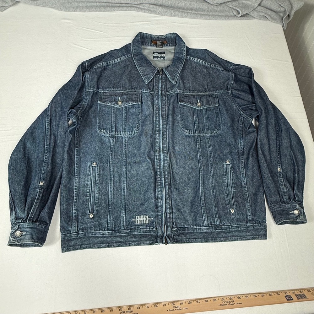 Enyce Denim Zip Up Jacket XXL Blue Y2K Streetwear Baggy Hip Hop Minimalist